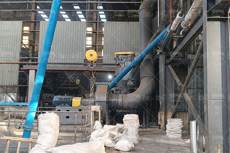 Close-up of a high-precision vertical turbine classifier in operation