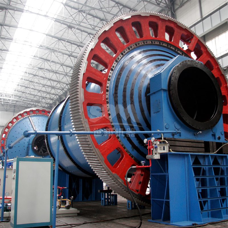 Industrial ball mill diagram showing grinding mechanism